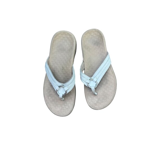Vionic White Leather Tide Aloe Toe Post Ortho Heel Thong Sandals Size 7 - Picture 1 of 10